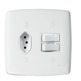 Conjunto 1 Tomada 10A +  Interruptor Duplo Paralelo 4x4 - Mônaco